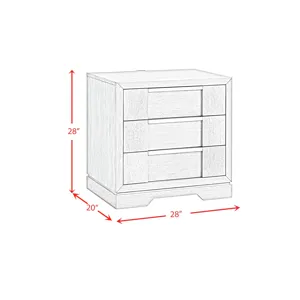 Kelis 3-Drawer Nightstand with USB in Grey
