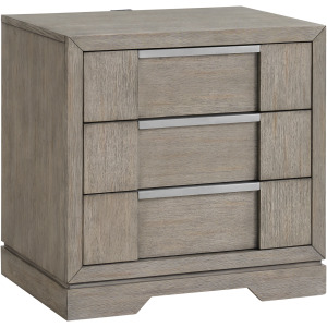 Kelis 3-Drawer Nightstand with USB in Grey