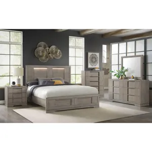 Kelis Queen Storage Bed with LED in Grey