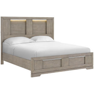 Kelis King Panel Bed with LED in Grey