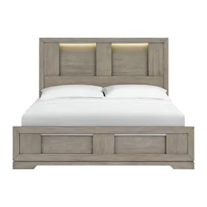 Kelis King Panel Bed with LED in Grey
