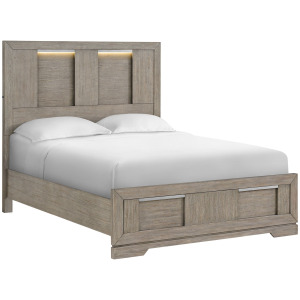 Kelis Queen Panel Bed with LED in Grey