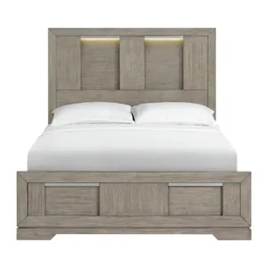 Kelis Queen Panel Bed with LED in Grey