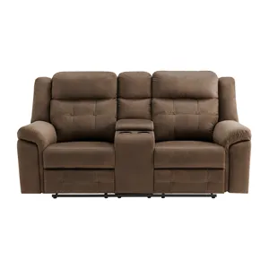 Keystone Motion Loveseat with Console in Brown