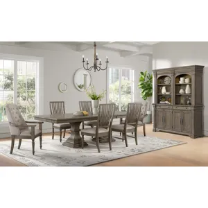 King Court Kings Court Dining Arm Chair with Taupe Fabric in Grey
