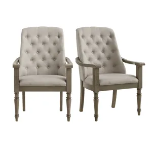 King Court Kings Court Dining Arm Chair with Taupe Fabric in Grey