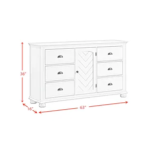 Kona 6-Drawer Dresser in Grey