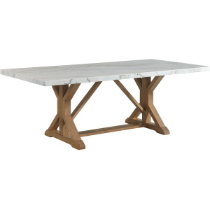 Lakeview Rectangular Standard Height Dining Table in White Marble