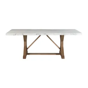 Lakeview Rectangular Standard Height Dining Table in White Marble