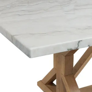 Lakeview Rectangular Standard Height Dining Table in White Marble