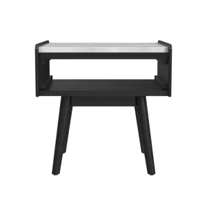 Lanette End Table with White Marble Top in Black
