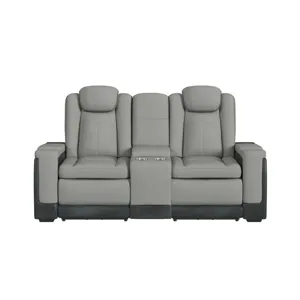 Lantana Motion Loveseat with Console in Rocky Cement/Charcoal