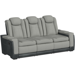 Lantana Motion Sofa with DDT, reading light and PWS in Rocky Cement/Charcoal