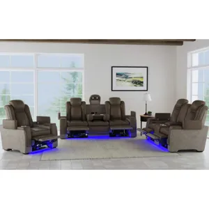 Lantana Power Motion Recliner with Power Headrest, Led, wireless charger and Cup holder in Rocky Bro