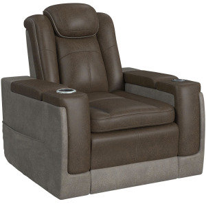 Lantana Power Motion Lift Chair with Wireless Charger and Cup Holder in Rocky Brown/Grey