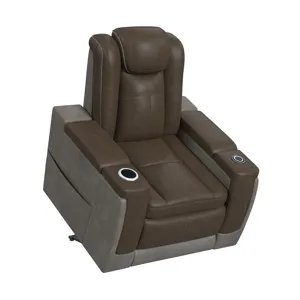 Lantana Power Motion Lift Chair with Wireless Charger and Cup Holder in Rocky Brown/Grey