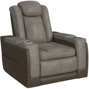 Lantana Power Motion Lift Chair with Wireless Charger and Cup Holder in Rocky Grey/Brown