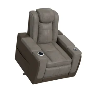Lantana Power Motion Lift Chair with Wireless Charger and Cup Holder in Rocky Grey/Brown