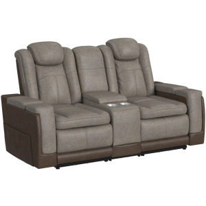 Lantana Power Motion Lift Loveseat with Console & Cup Holder in Rocky Grey/Brown