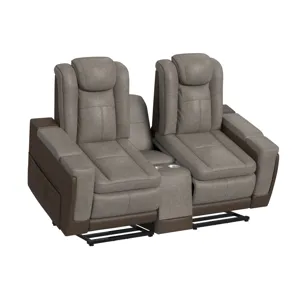 Lantana Power Motion Lift Loveseat with Console & Cup Holder in Rocky Grey/Brown