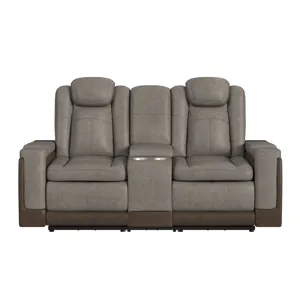 Lantana Power Motion Lift Loveseat with Console & Cup Holder in Rocky Grey/Brown
