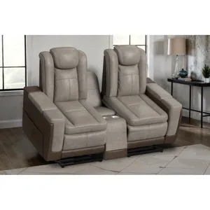 Lantana Power Motion Lift Loveseat with Console & Cup Holder in Rocky Grey/Brown