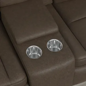 Lantana Power Motion Loveseat with Power Headrest, Led, and Console in Rocky Brown/Grey