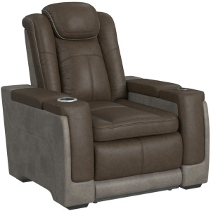 Lantana Power Motion Recliner with Power Headrest, Led, wireless charger and Cup holder in Rocky Brown/Grey