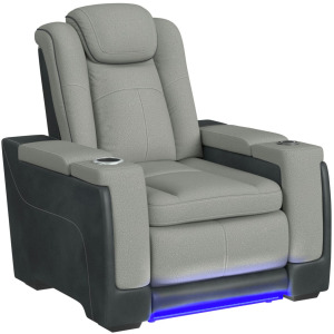 Lantana Power Motion Recliner with Power Headrest, Led, wireless charger and Cup holder in Rocky Cement/Charcoal