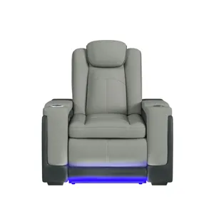 Lantana Power Motion Recliner with Power Headrest, Led, wireless charger and Cup holder in Rocky Cem
