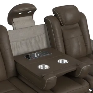 Lantana Power Motion Sofa with Power Headrest, Led, DDT, reading light and PWS in Rocky Brown/Grey