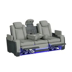 Lantana Power Motion Sofa with Power Headrest, Led, DDT, reading light and PWS in Rocky Cement/Charc