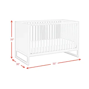 Lauren Crib and Dresser with Topper in White