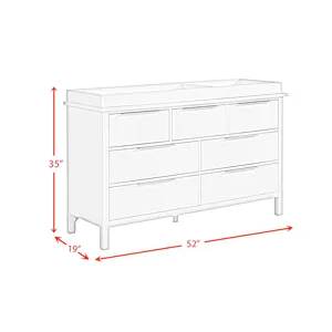Lauren Crib and Dresser with Topper in White