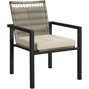 Luffy Dining Chair with Olefin Beige in Black (2 Per Carton)