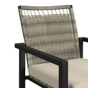 Luffy Dining Chair with Olefin Beige in Black (2 Per Carton)
