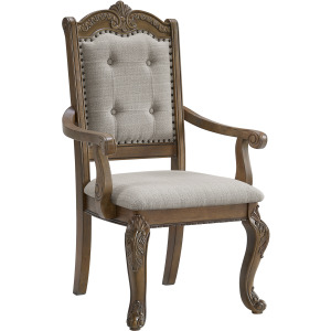 Madison Park Dining Arm Chair with Beige Fabric in Walnut (2 Per Carton)