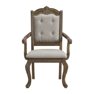 Madison Park Dining Arm Chair with Beige Fabric in Walnut (2 Per Carton)