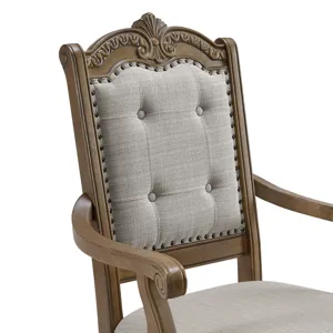 Madison Park Dining Arm Chair with Beige Fabric in Walnut (2 Per Carton)