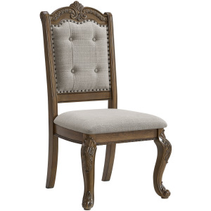 Madison Park Dining Side Chair with Beige Fabric in Walnut (2 Per Carton)