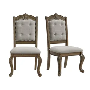 Madison Park Dining Side Chair with Beige Fabric in Walnut (2 Per Carton)