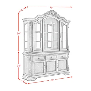 Madison Park Server and Hutch with LED in Walnut
