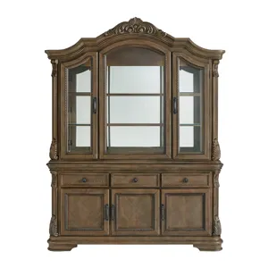 Madison Park Server and Hutch with LED in Walnut