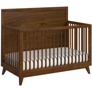 Malia Crib with High Headboard and Guardrail in Walnut