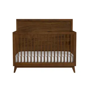 Malia Crib with High Headboard and Guardrail in Walnut