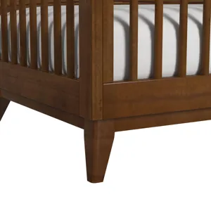 Malia Crib with High Headboard and Guardrail in Walnut