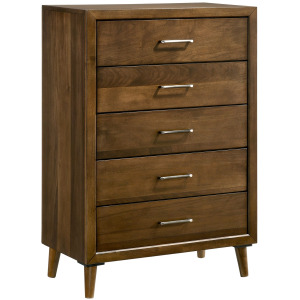 Malibu 5-Drawer Chest in Walnut