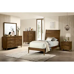 Malibu Twin Panel Bed in Walnut