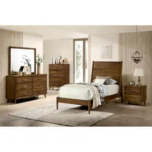 Malibu Twin Panel Bed in Walnut