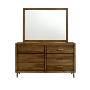 Malibu 6-Drawer Dresser & Mirror in Walnut